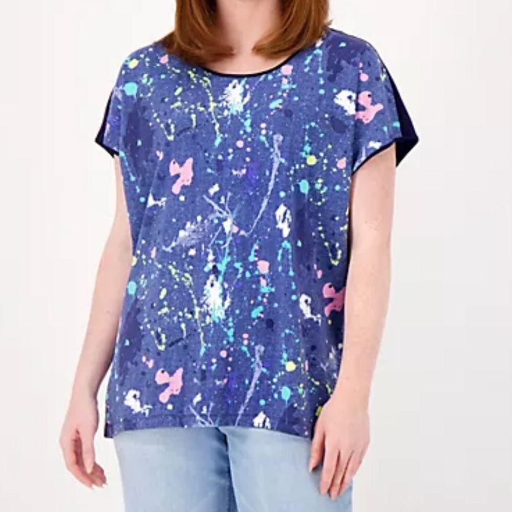 Retro 80’s Paint Splatter Mixed Media Top Women’s Size S